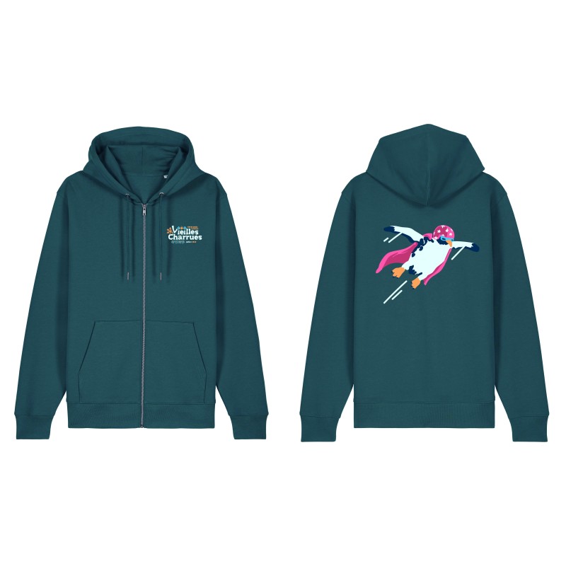 Hoodie Zippé Unisexe Pingouin Cascadeur – Vieilles Charrues 2026