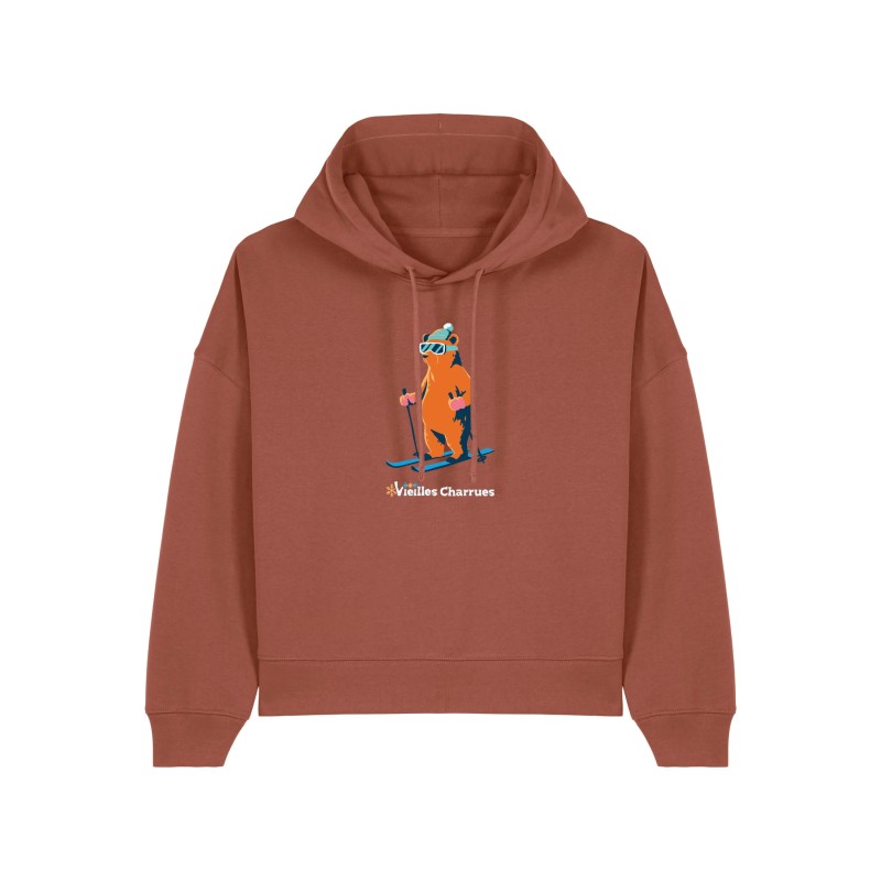 Hoodie Crop femme Ours Skieur – Vieilles Charrues 2026